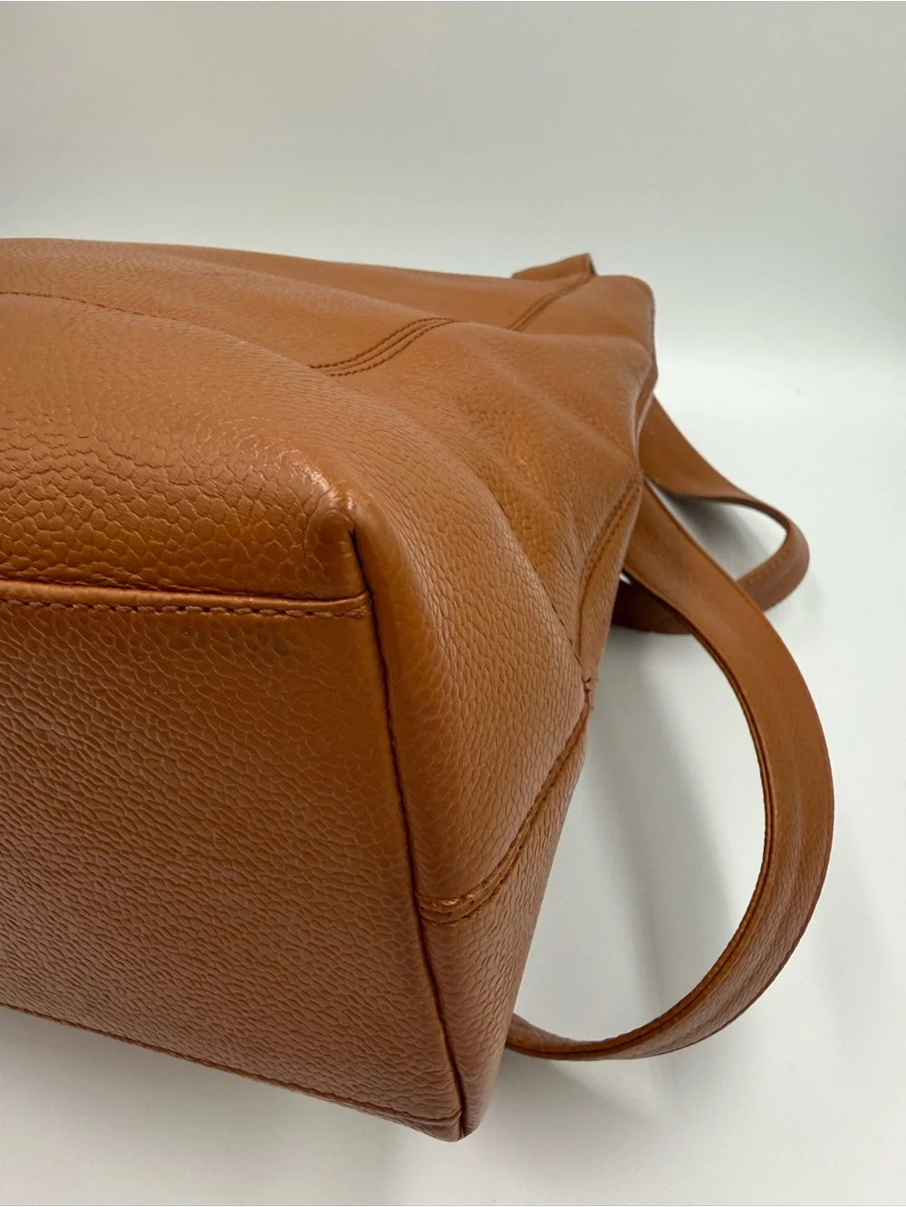 CHANEL Tan/Brown Caviar Leather Tote with CC Charm and Gold Hardware